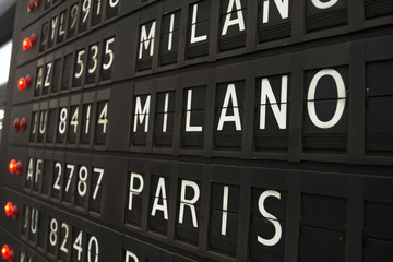 Paris and Milano - airport info board