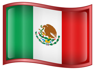 Mexico flag icon, isolated on white background