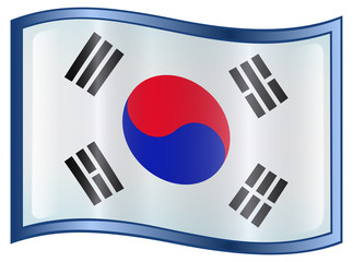 South Korea Flag Icon, isolated on white background.