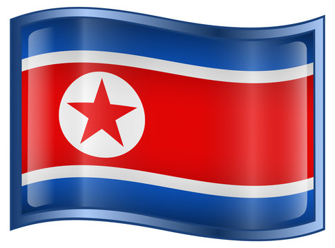 Northern Korea Flag Icon, isolated on white background.