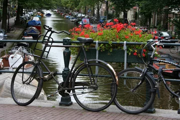 Foto op Canvas vélo et fleur à Amsterdam © Jean-Jacques Cordier