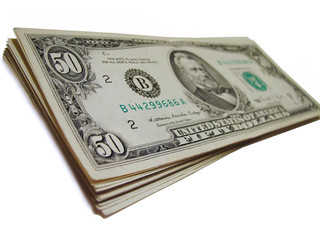 Old Money Isolated - 50 Dollar Bills US