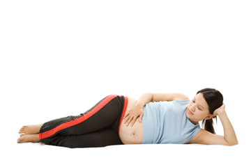 Fototapeta na wymiar Relaxed pregnant woman