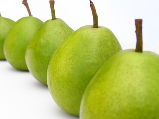 row of green pears