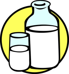 milk bottle and glass