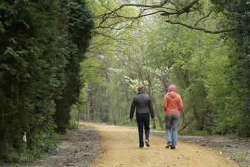 Women walking in woodland