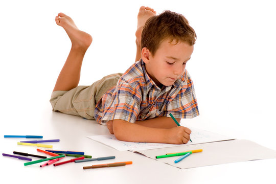 adorable little boy drawing
