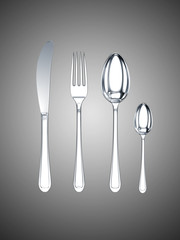 knife, fork, spoon, tea-spoon  