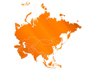 Carte Asie Orange Brillant