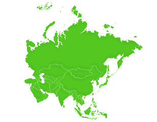 Carte Asie Vert Satin