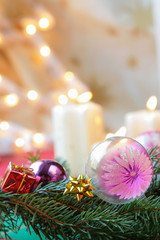 Christmas still life with decorations and presents