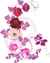 red poppy and pink rose decoration