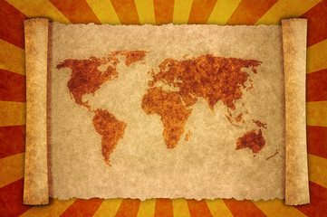 world map on sunbeam