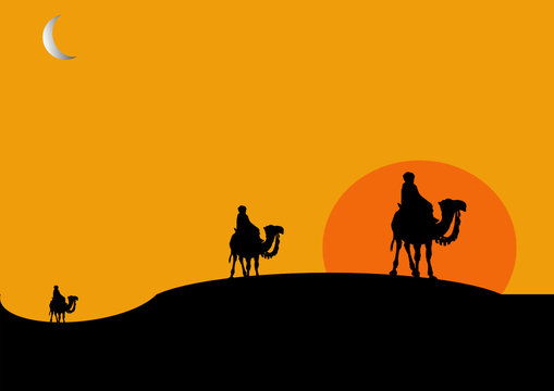 touareg en caravane dans le desert