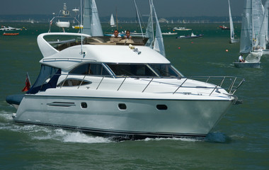 Luxury white motor cruiser