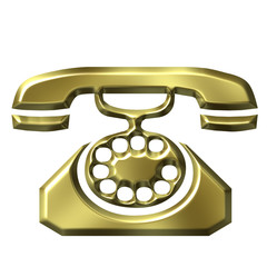 3D Golden Antique Telephone