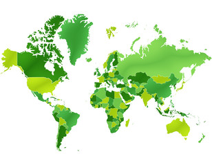 Carte Monde Camaieu Vert