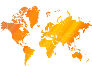 Carte Monde Orange Brillant