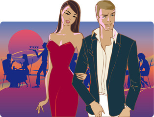 Couple going home from party