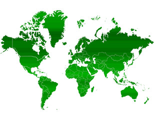Carte Monde Vert Emeraude