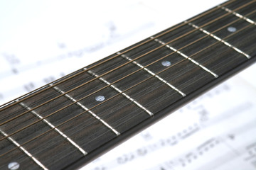 12 string guitar closeup of neck