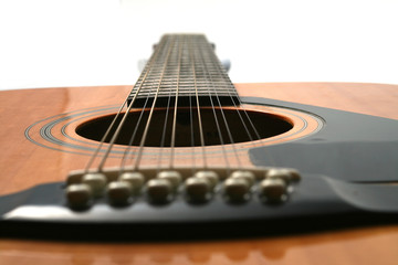 Fototapeta premium 12 string guitar looking from bridge to neck