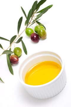 Olives twig and pure olive oil