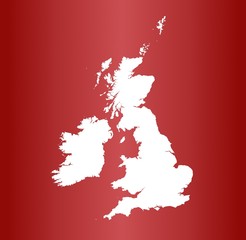 map of UK on red gradient background