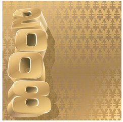 Gold 2008 and yen background, vector