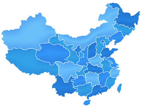 Carte Chine Camaieu Bleu