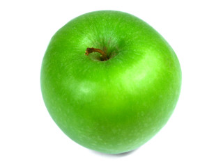 Green apple, isolated, top view.