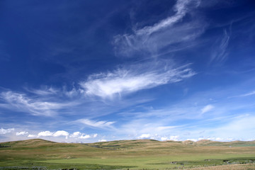 Fototapeta na wymiar Rural landscape, blue sky