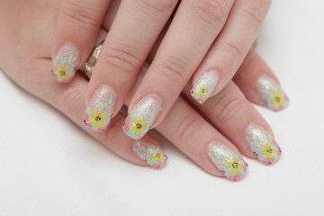 beautiful hands showing nails with figure