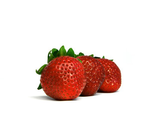 Fresh strawberries isolated on white background.