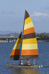 Teenage couple sailing