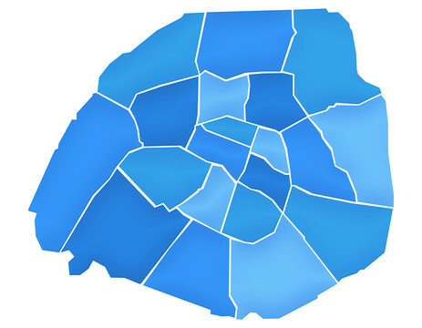 Carte Arrondissements Paris Camaieu Bleu
