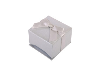 Silver gift box for ring or earrings - isolated on white