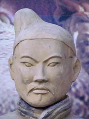 Foto op Plexiglas Gezicht van een begraven krijger, Terracotta, Xian, China © Bruno Bleu