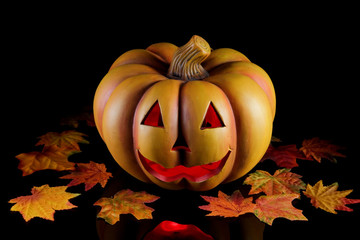 Halloween pumpkin on black.