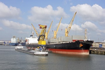 Fototapeta premium View on Rotterdam harbor in the Netherlands
