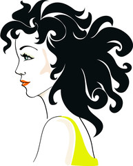 Beautiful Glamorous Woman, hairstyle - sketch 