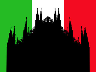 Obraz premium Duomo Milan with Italian flag