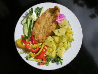 chicken cutlet with vegetables for lunch