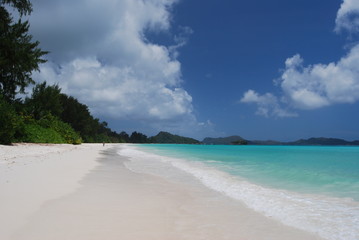 Fototapeta na wymiar Cote D'Or beach, Praslin island, Seychelles