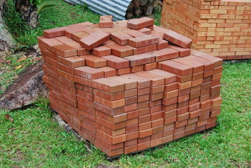 Stack of red bricks
