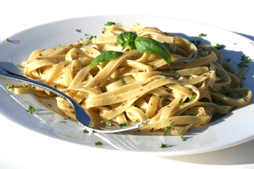 Fettucine with a pesto parmesan sauce