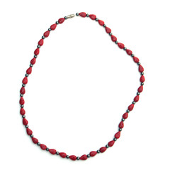 collier hématite et pierres rouges