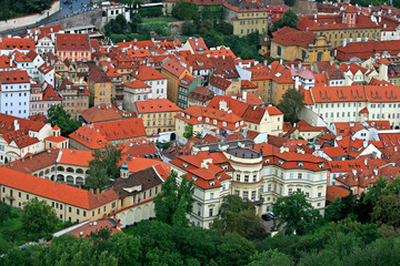 The aerial view of Prague City from Petrin Hill