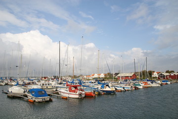 Fototapeta na wymiar Mały port w Limfjord w Danii