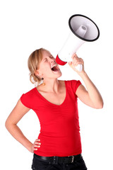 Woman Shouting Through Megaphone
